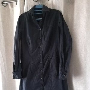 Gap black long sleeve silk cotton shirt dress